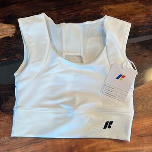 White Square Neck Sports Bra with Wide Straps
